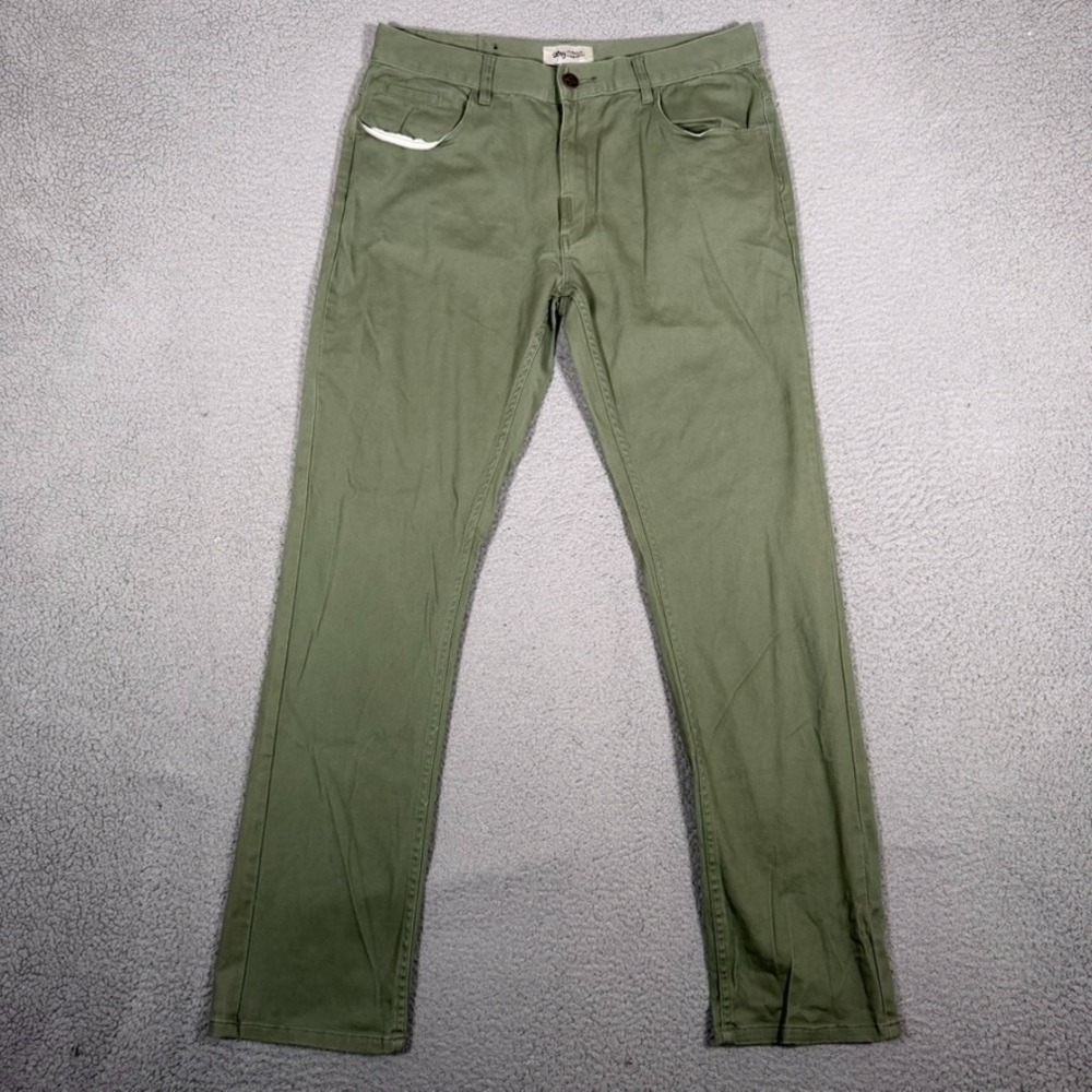 Lifted Research Group Pants Mens 36x32 Green 5 Pocket Chino LRG LRGeans Stretch